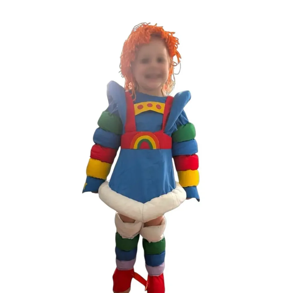Vintage 80s Handmade Rainbow Brite Costume 3T 4T Halloween 5 Piece Outfit w/ Wig